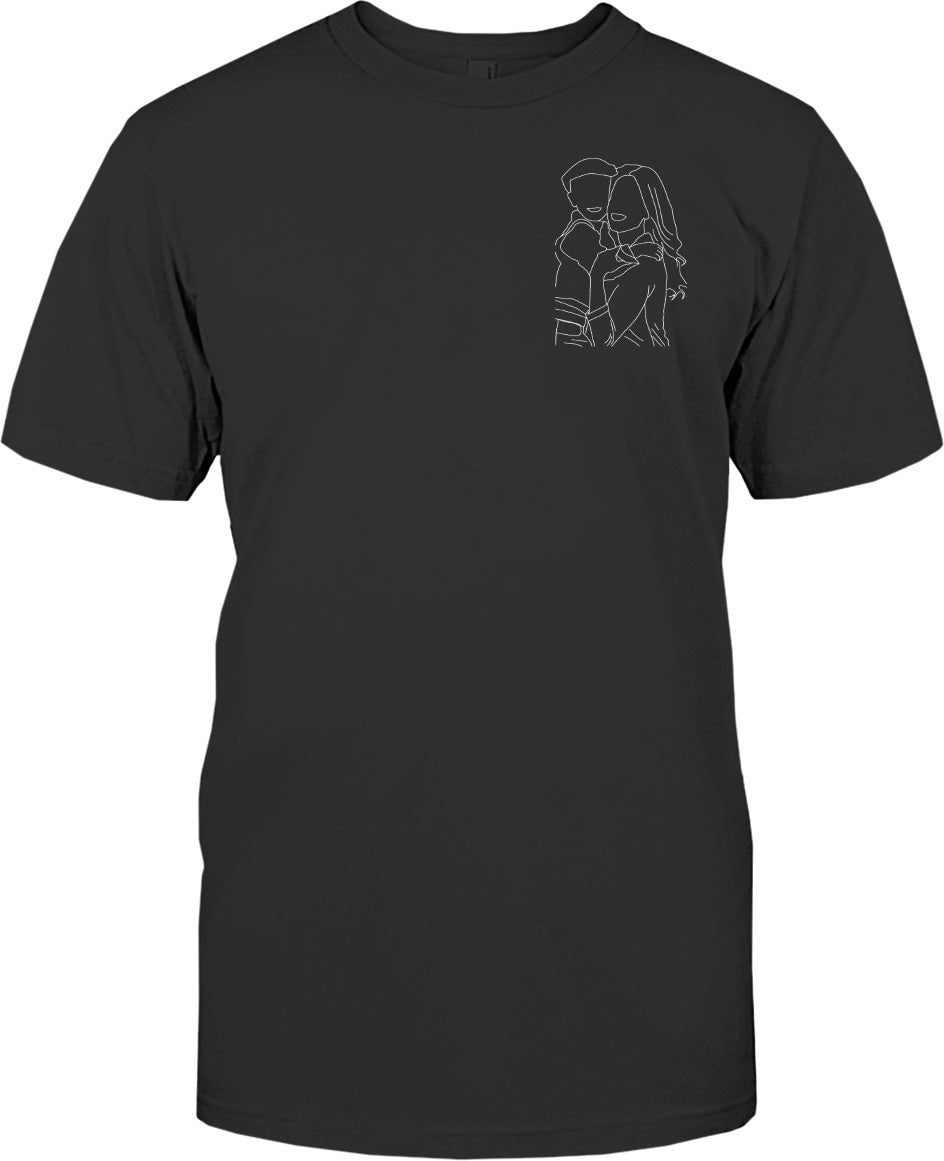 T-shirt brodé personnalisé « Belle-mère » avec motif au trait
