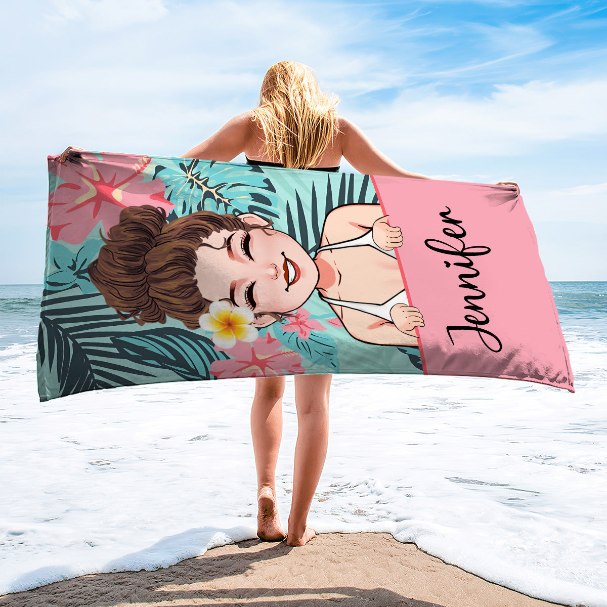Amoureux de la plage - Serviette de plage personnalisée pour amoureux de la mer