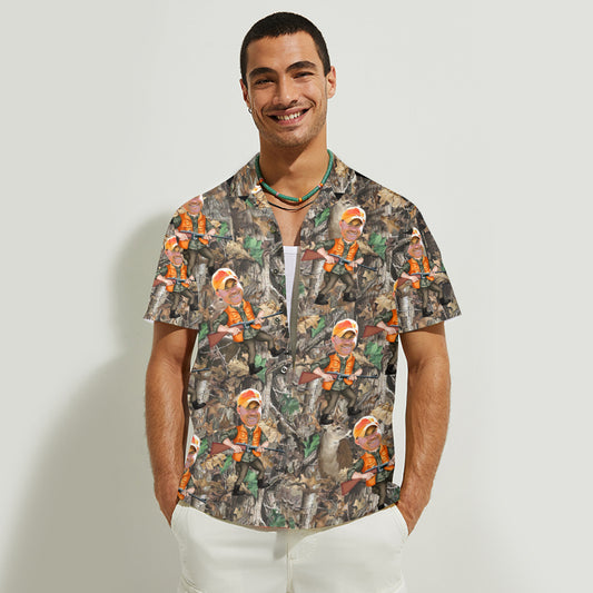 Chemise hawaïenne de chasse personnalisée avec photo intégrée