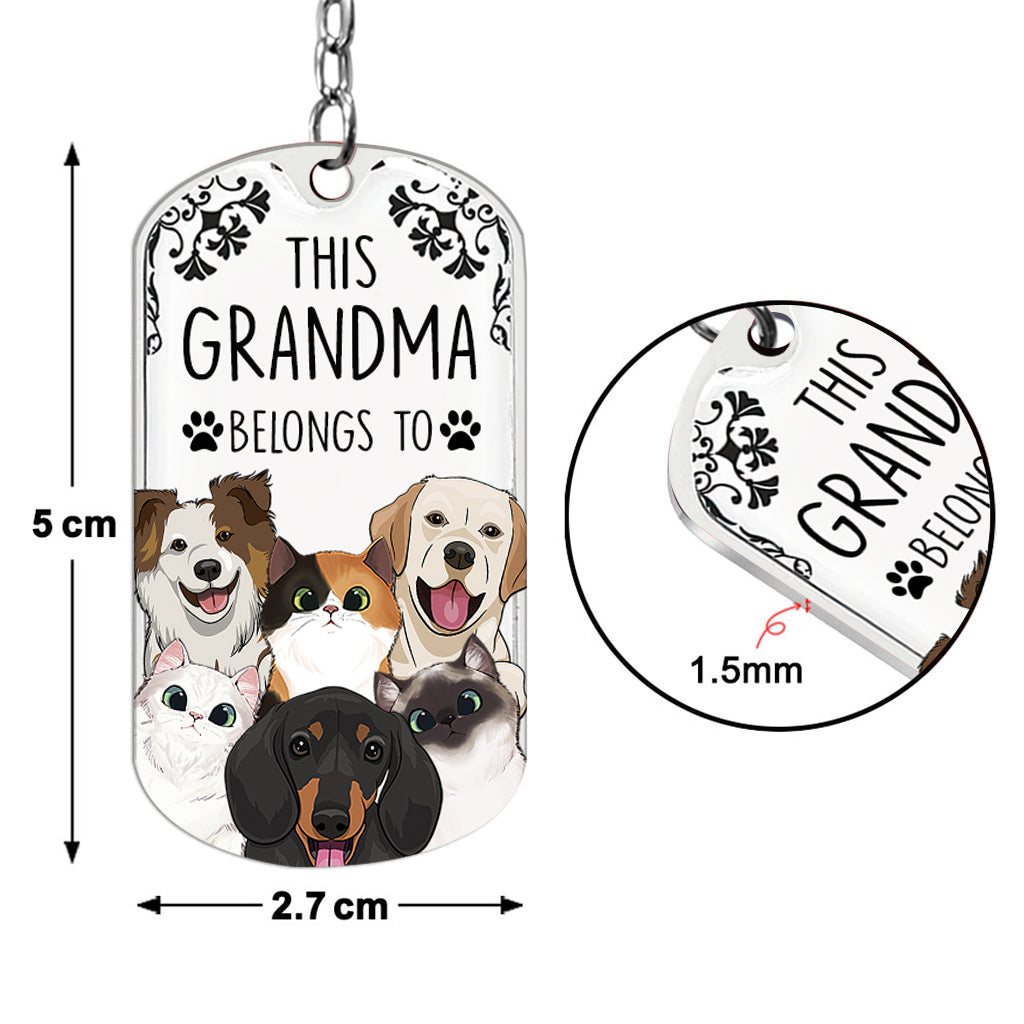 Ce porte-clés « Ce chien appartient à » - Cadeau pour amoureux des chats - Porte-clés personnalisé en acier inoxydable