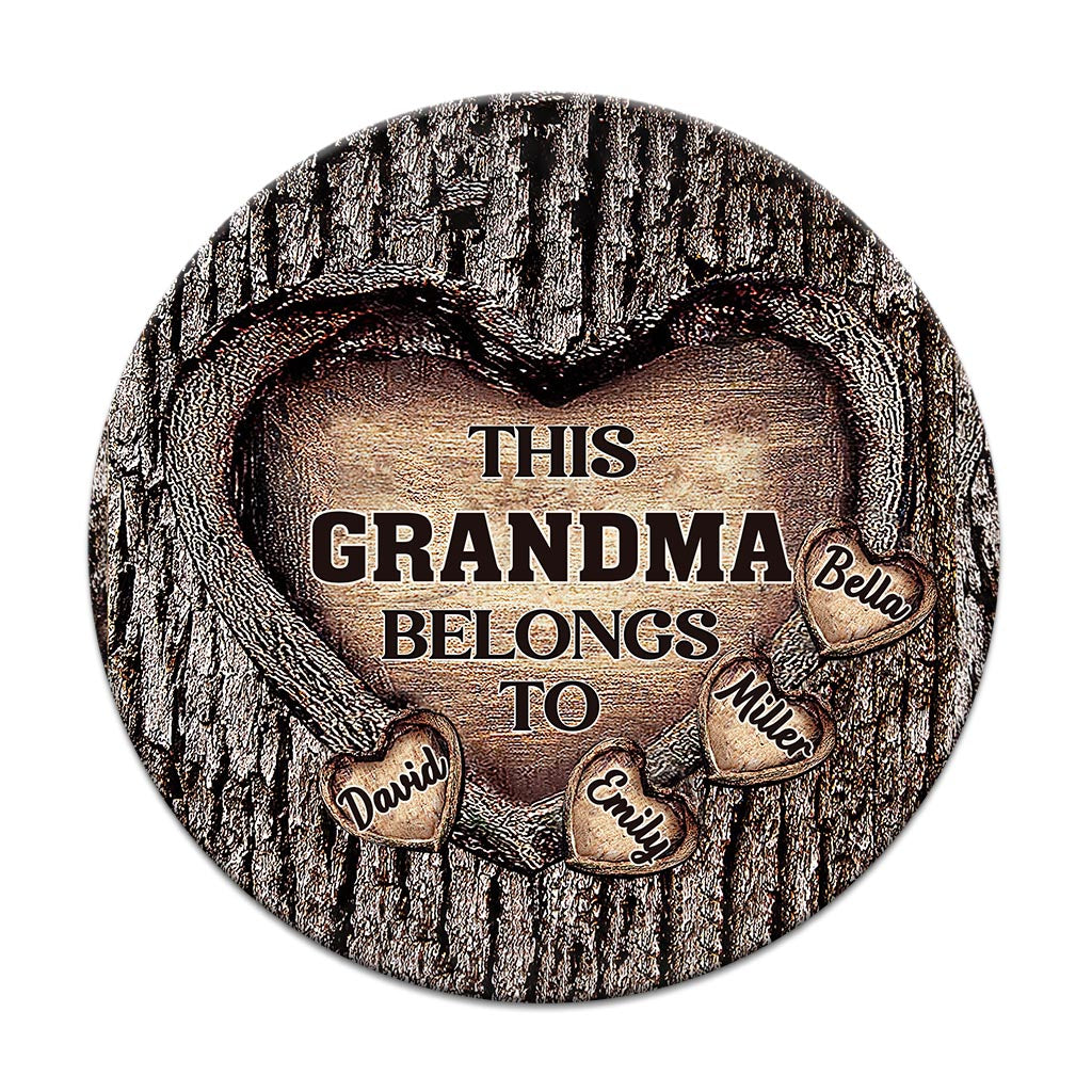 Le Cœur de Papa - Cadeau pour papa, grand-mère, grand-père, maman, oncle, tante, frère, sœur - Panneau rond en bois personnalisé