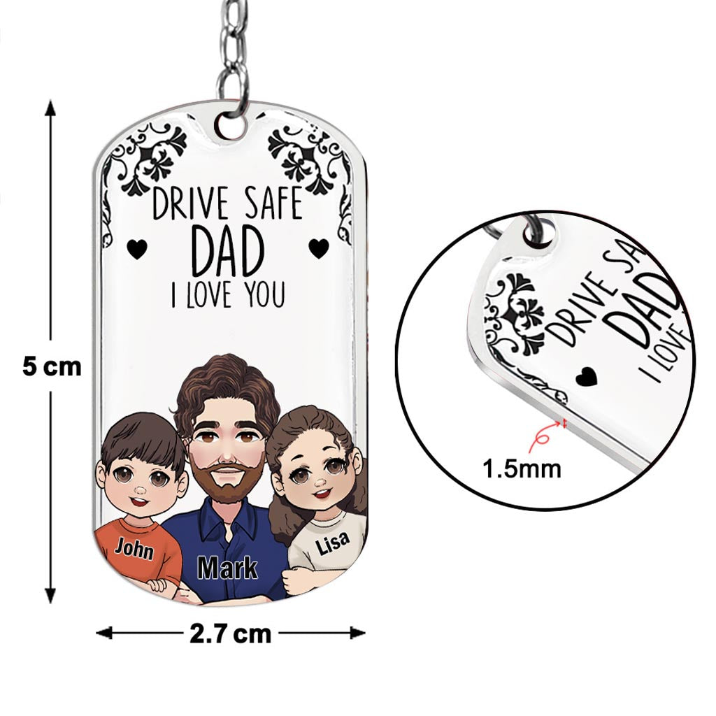 Conduisez prudemment - Cadeau pour grand-père, papa, oncle, frère - Porte-clés personnalisé en acier inoxydable