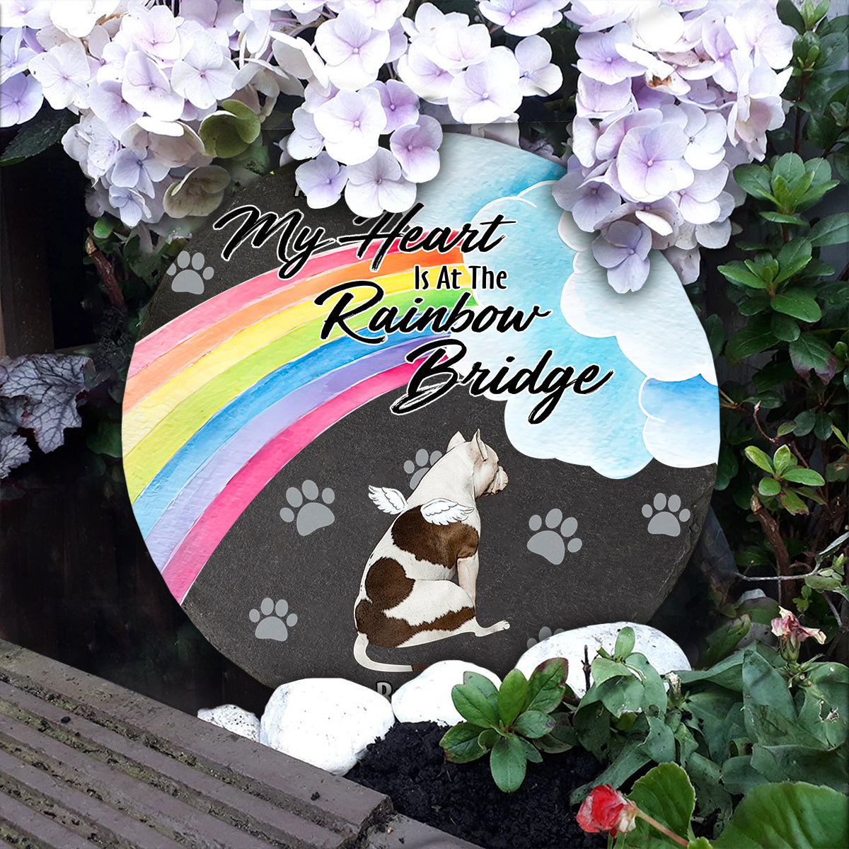 Un morceau de mon cœur - Pierre ronde personnalisée pour chien