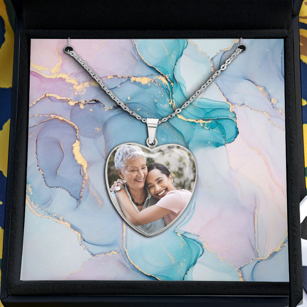 Merci maman - Cadeau pour maman, grand-mère, épouse, petite amie, fille - Collier pendentif cœur personnalisé