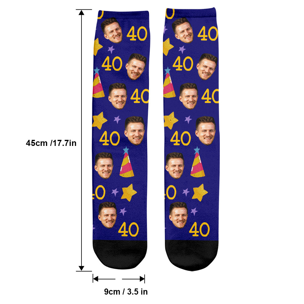 Custom Face Birthday Cake - Personalized Birthday Socks