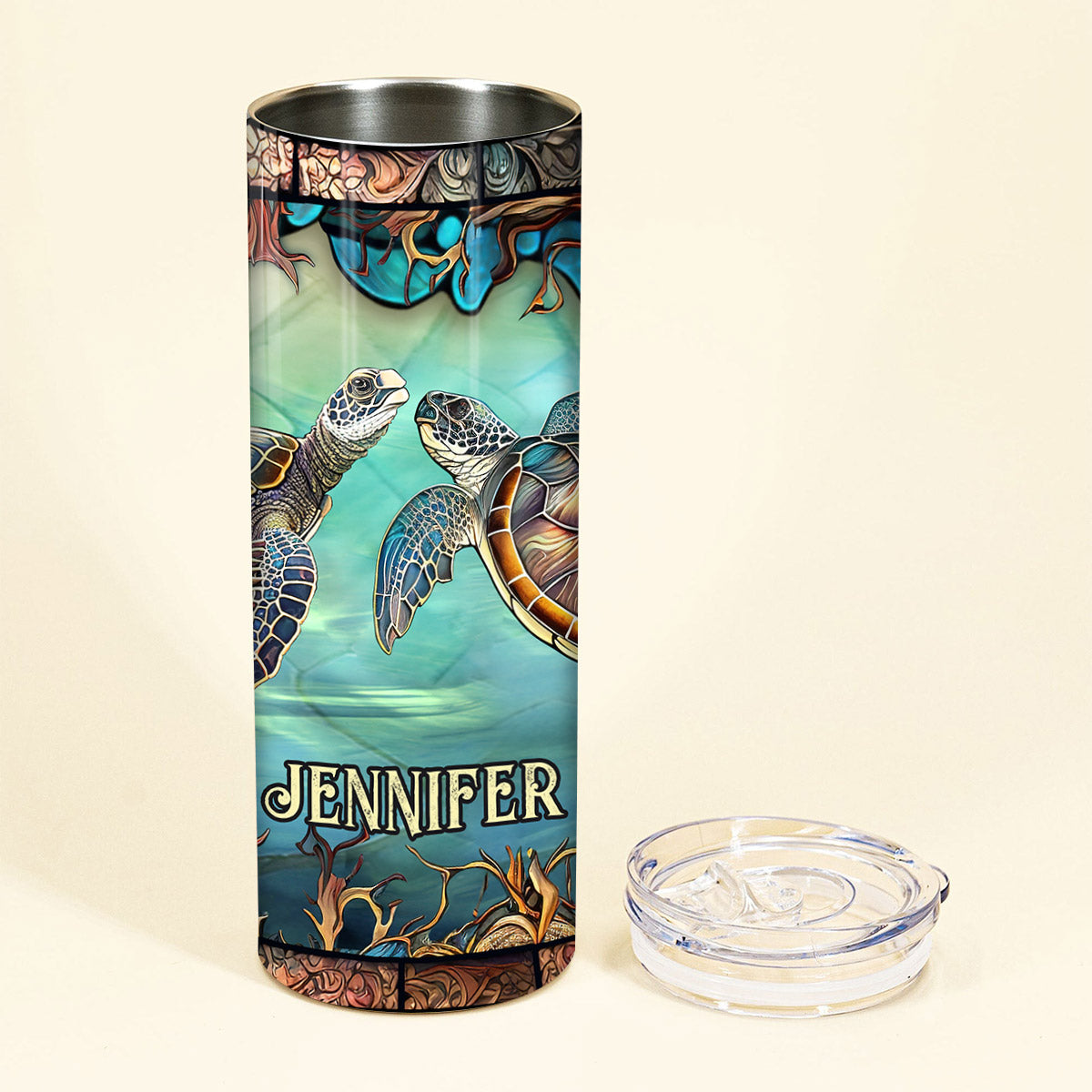 Amoureux des tortues - Gobelet isotherme personnalisé en forme de tortue