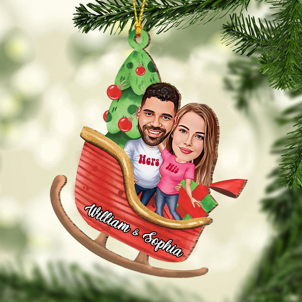 Fenêtre avec portrait caricatural de famille, de couple ou d'amis - Ornement familial personnalisé