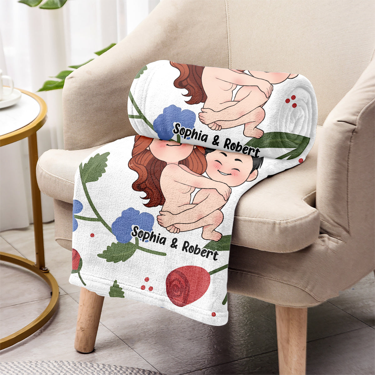 Rose Are Red Violet Are Sick - Personalized Couple Blanket