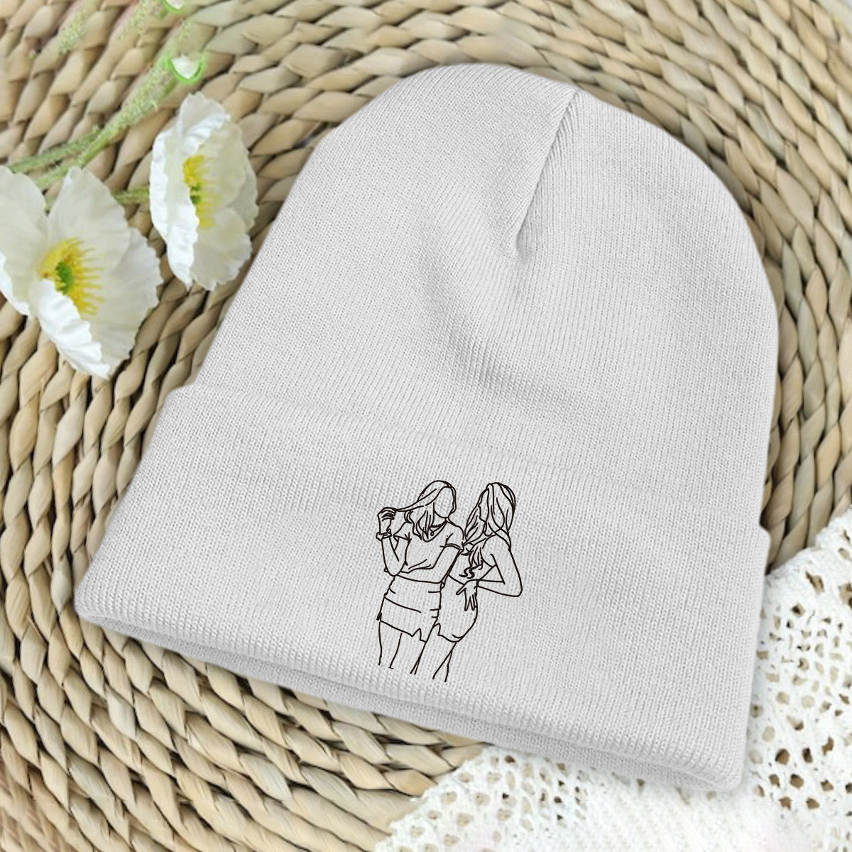 Bonnet brodé personnalisé avec photo - Bonnet brodé pour fille