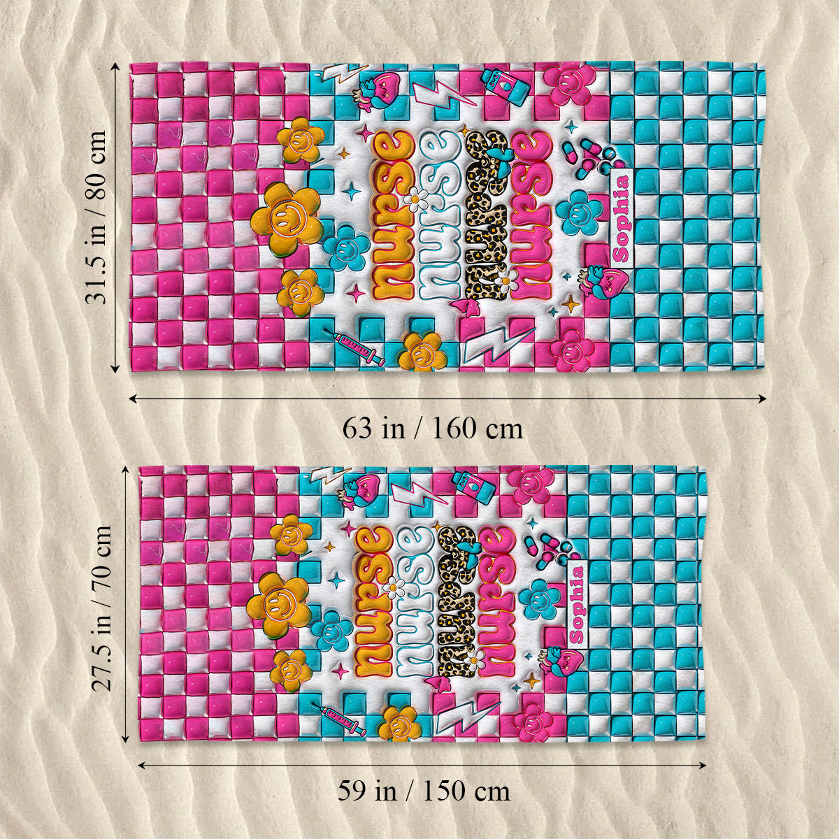 Vie d'infirmière - Cadeau pour maman, elle, épouse, petite amie, amie - Serviette de plage personnalisée