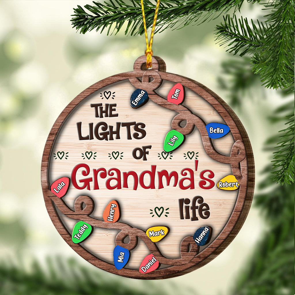 The Lights Of Grandma's Life - Personalized Grandma Layered Wood Ornament
