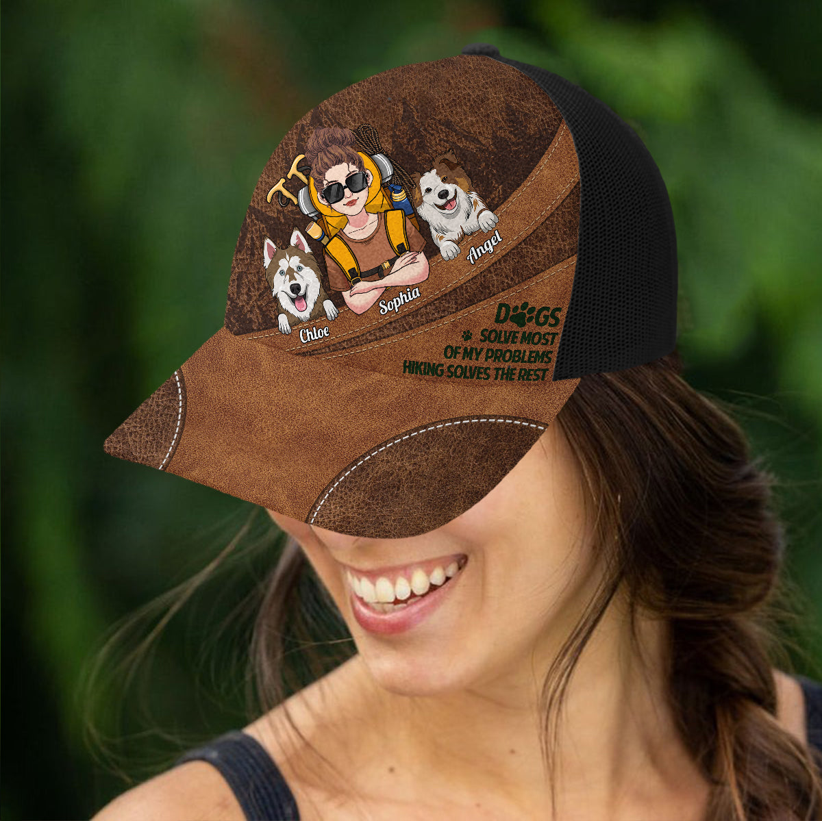 Randonnée et chiens - Casquette de camionneur personnalisée pour la randonnée
