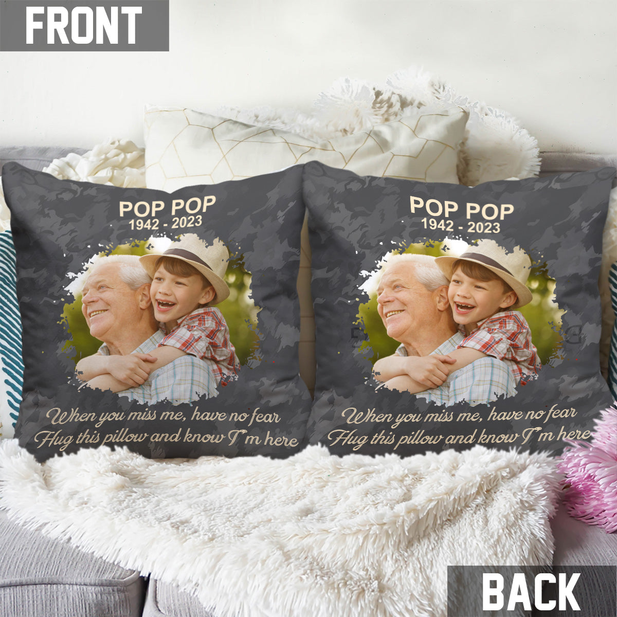 Serre ce coussin et sache que je suis là - Coussin commémoratif personnalisé