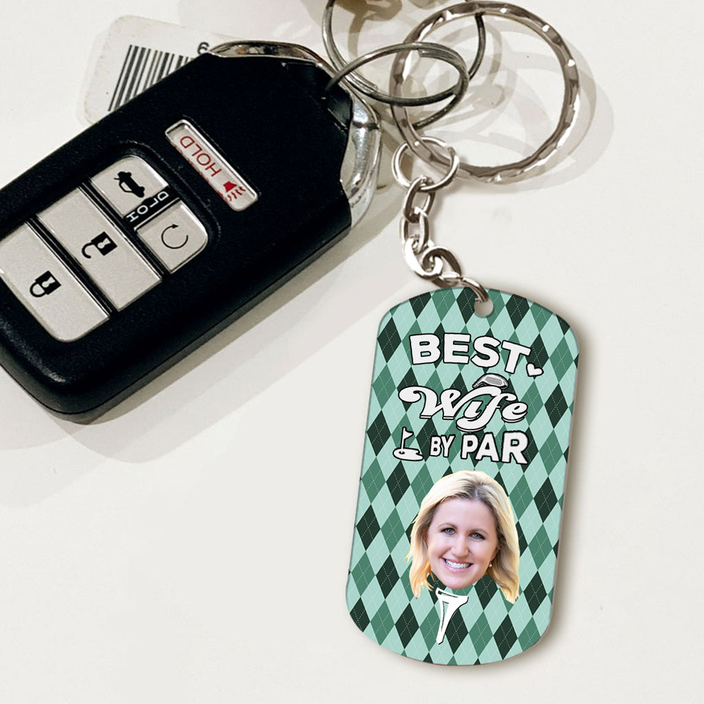 Best Dad By Par - Golf gift for dad, him, boyfriend, husband, grandpa - Personalized Stainless Steel Keychain