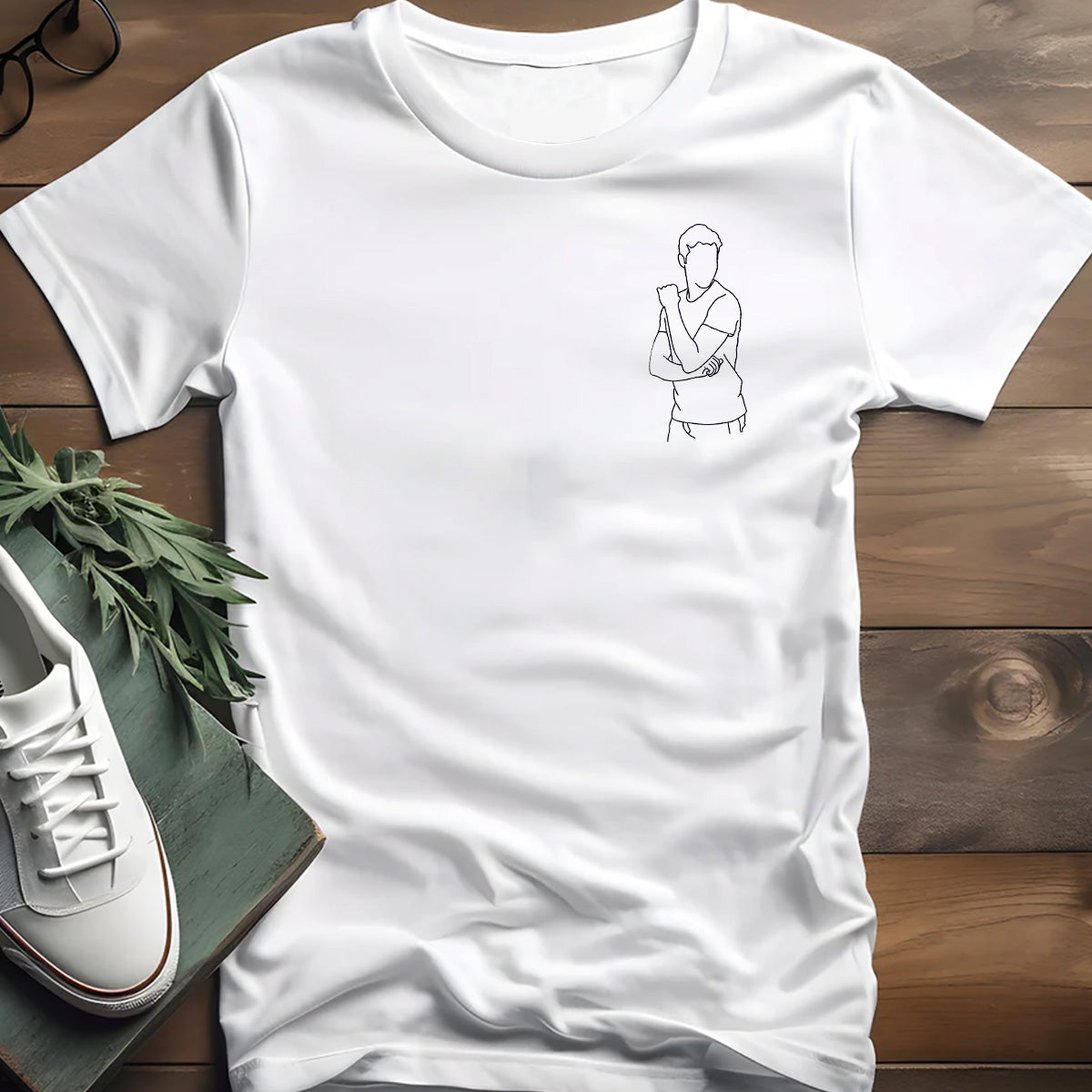 T-shirt brodé personnalisé avec motif de ligne - T-shirt brodé personnalisé pour fils