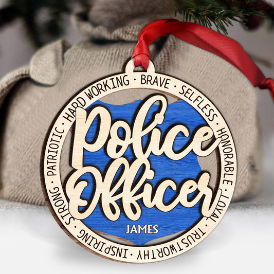 Police Officer - Personalized Police Officer 2 Layered Wooden Ornament