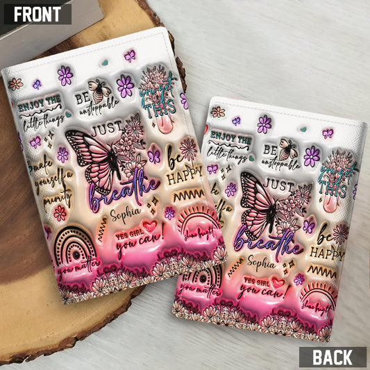Porte-passeport papillon à affirmations positives personnalisé