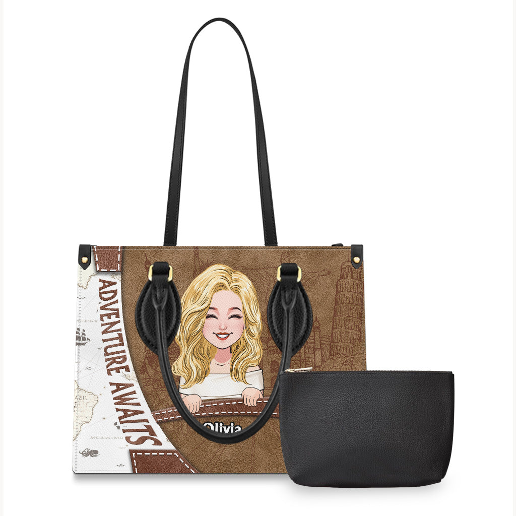 L'aventure vous attend - Sac à main de voyage personnalisé en cuir