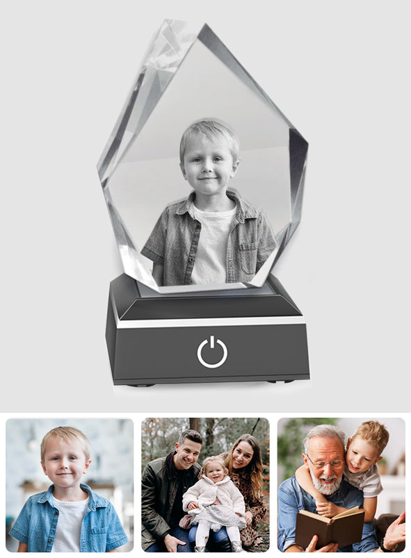 Lampe en cristal 3D en forme d'iceberg avec gravure laser personnalisée pour votre petit-fils