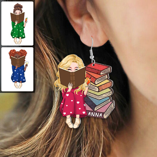 Boucles d'oreilles personnalisées avec portrait pour les amoureux des livres - Boucles d'oreilles personnalisées en forme de livre