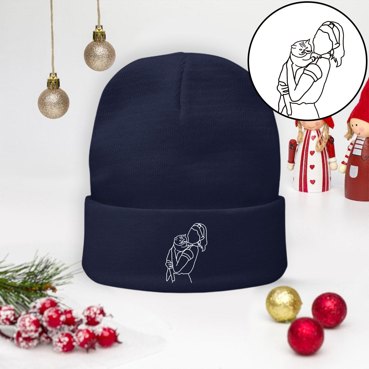 Bonnet brodé personnalisé avec photo - Chat