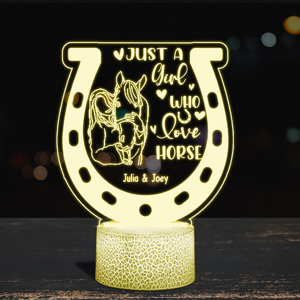 Juste une fille qui aime les chevaux - Plaque lumineuse personnalisée en forme de cheval
