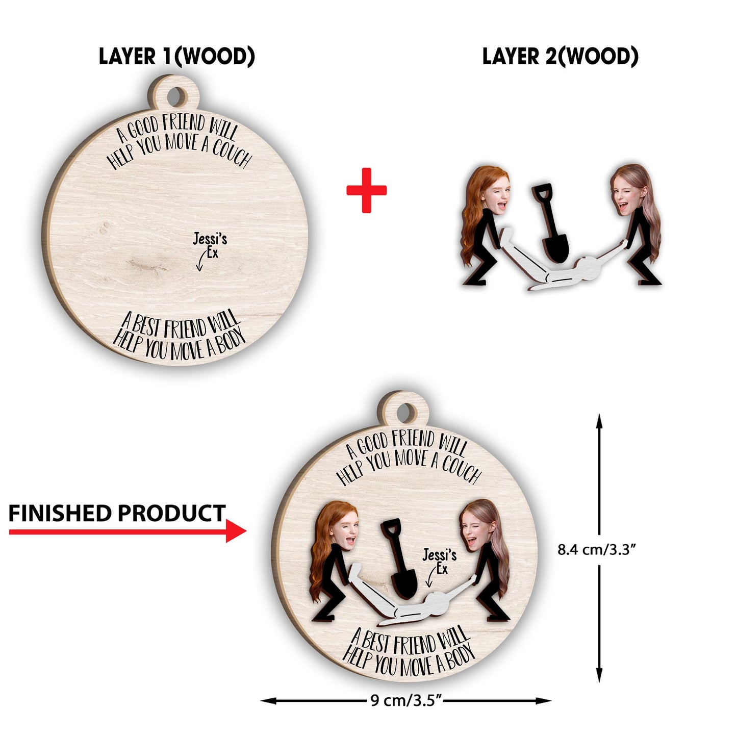 Bouger le corps - Ornement personnalisé Bestie à 2 couches