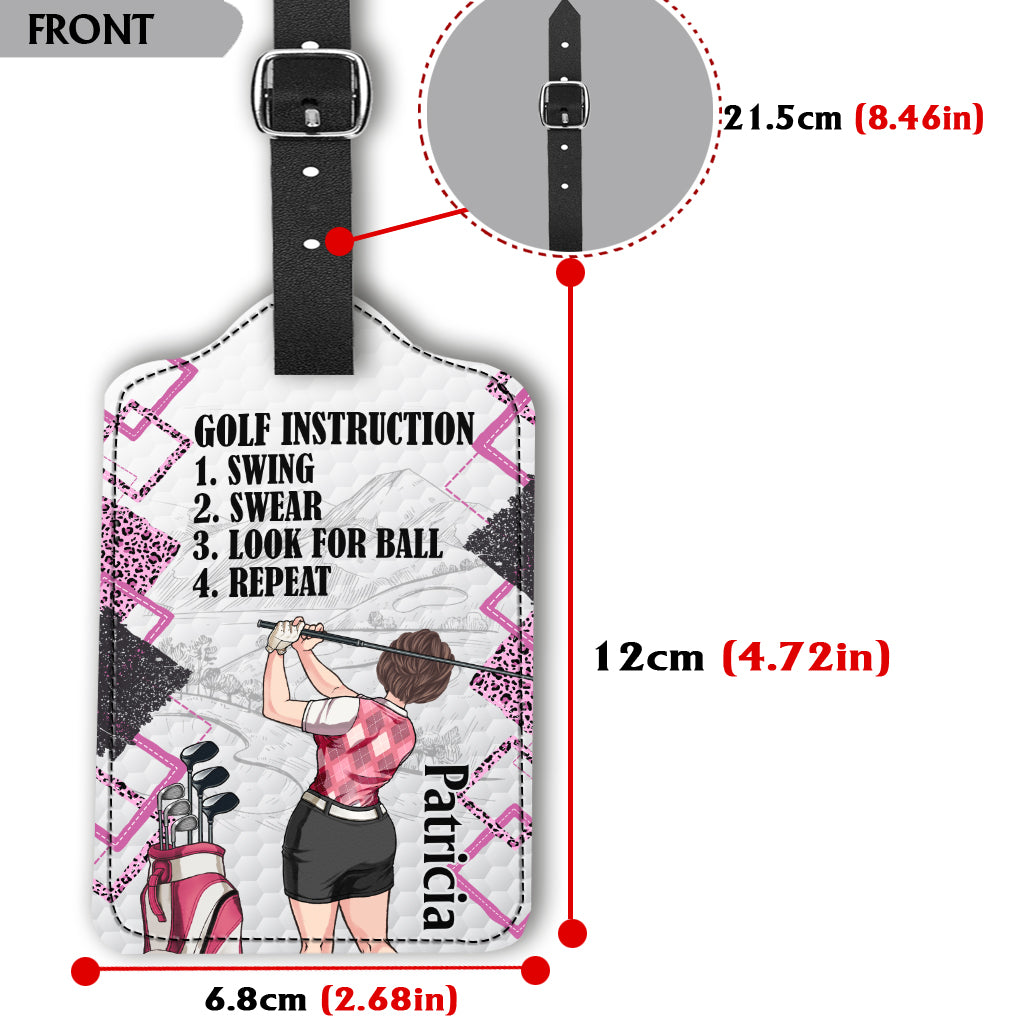 Juste une fille - Étiquette à bagages personnalisée en cuir pour le golf
