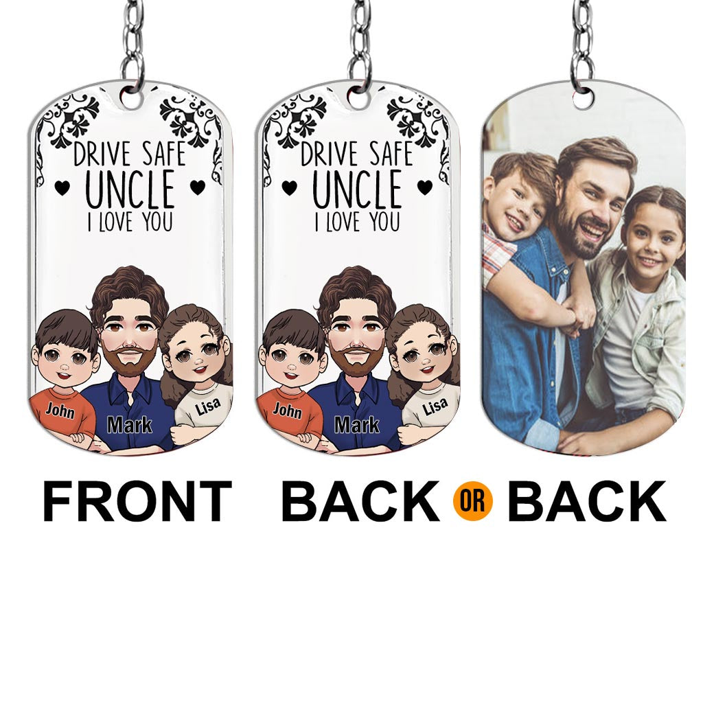 Conduisez prudemment - Cadeau pour grand-père, papa, oncle, frère - Porte-clés personnalisé en acier inoxydable