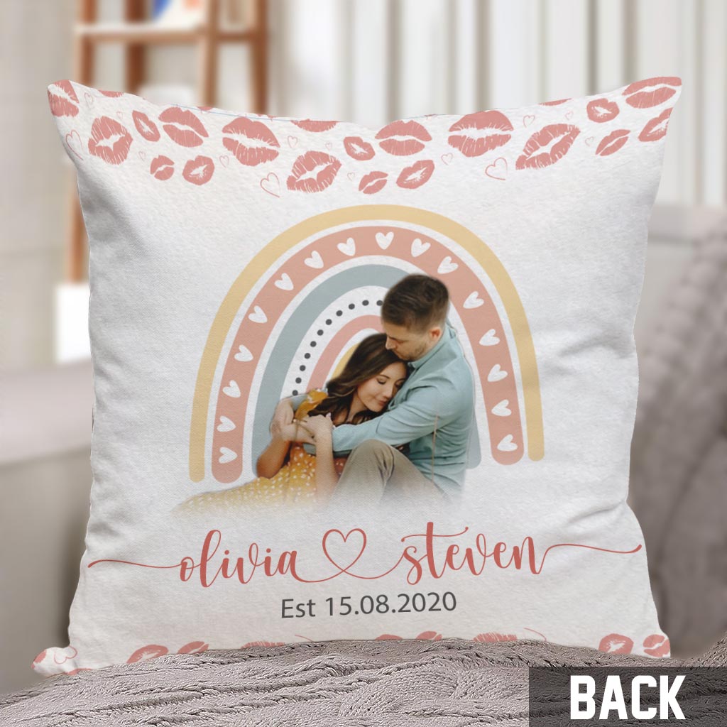 Coussin décoratif personnalisé pour couple - Cadeau d'anniversaire de mariage, de jeunes mariés ou de fiançailles