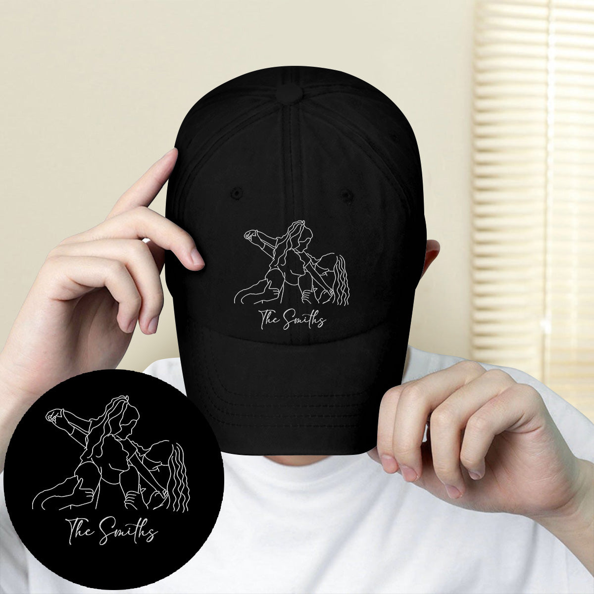 Casquette classique brodée personnalisée avec photo et motif familial