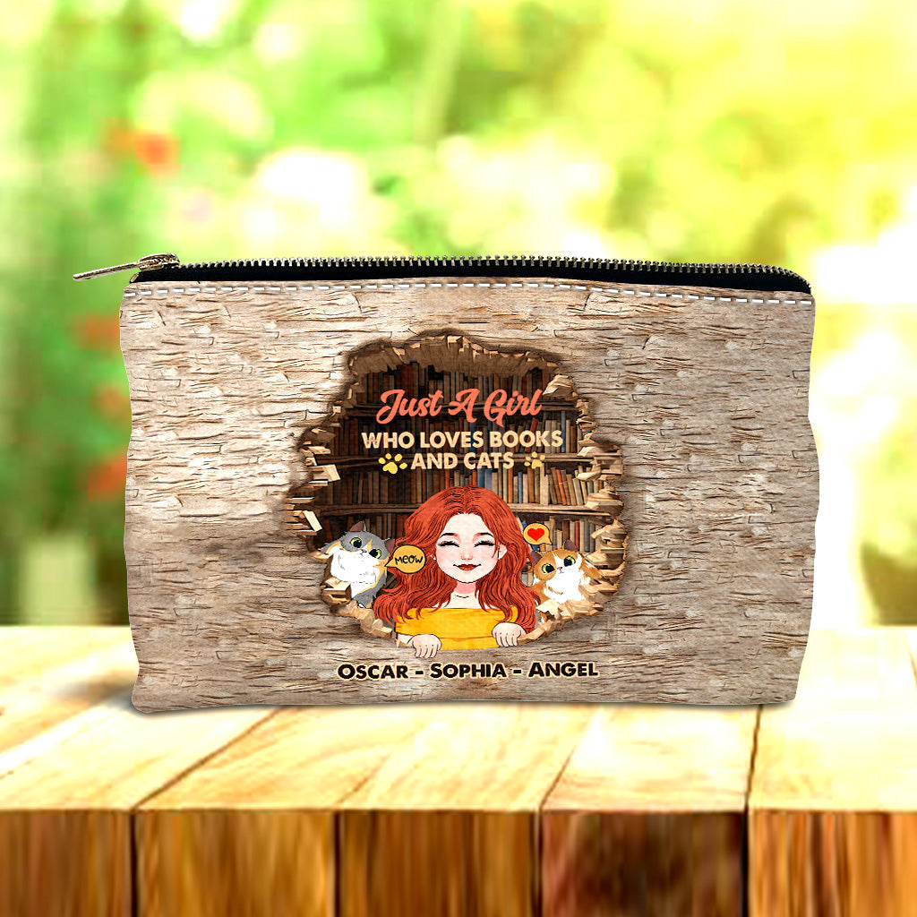Pochette à livres personnalisée « J’aime les livres et les chats »