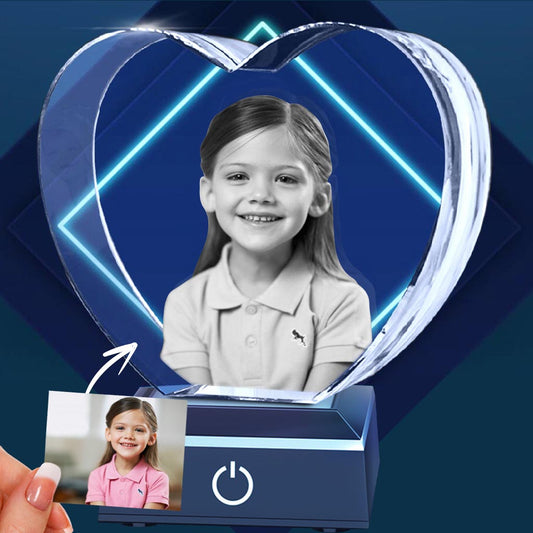 Lampe en cristal 3D en forme de cœur avec gravure laser personnalisée pour votre fille