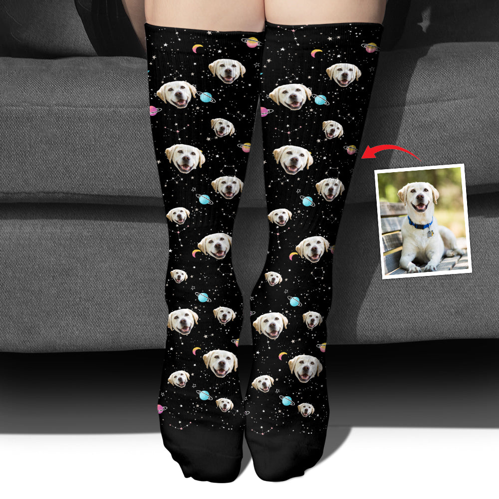 Chaussettes personnalisées pour chiens - Face Galaxy
