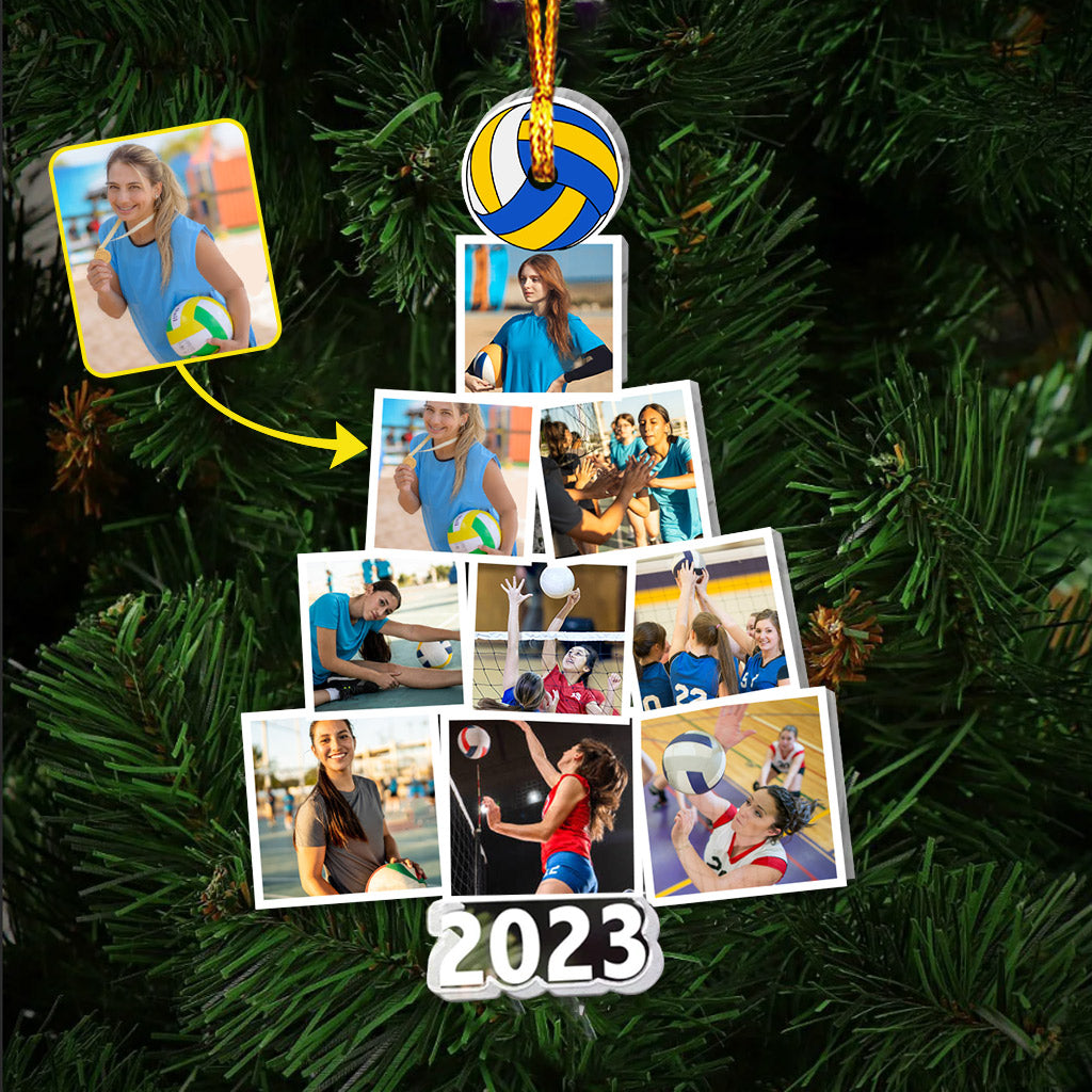 Joyeux Noël - Ornement transparent personnalisé en forme de ballon de volley-ball