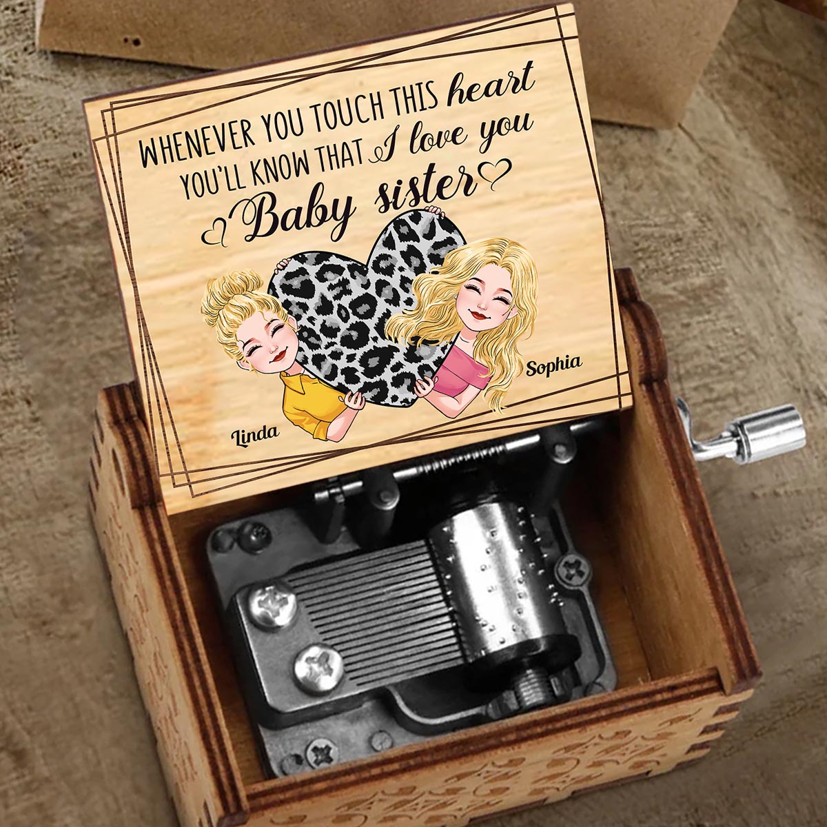Whenever You Touch This Heart - Gift for mom, grandma, grandpa, daughter, son, granddaughter, grandson, wife, husband, dad, aunt, uncle, sister, brother - Personalized Hand Crank Music Box