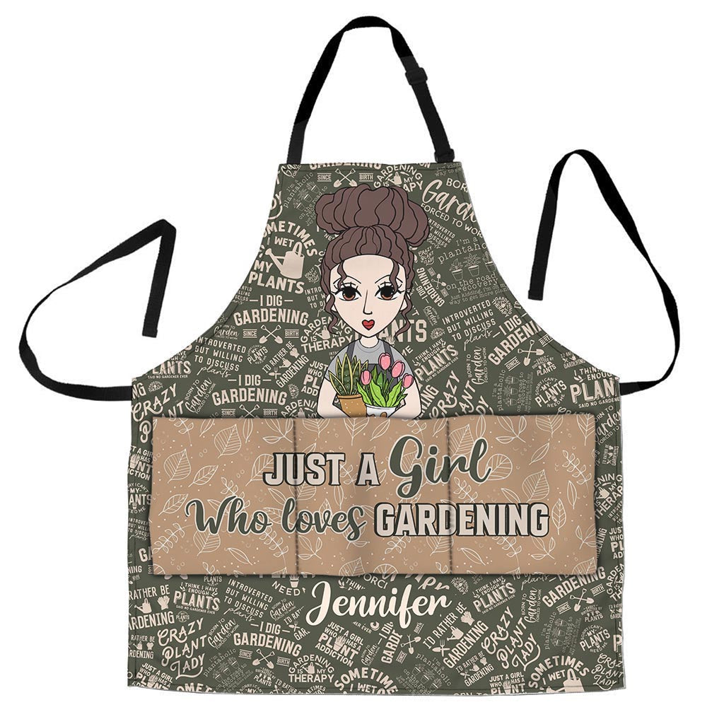 Tablier de jardinage personnalisé « Juste une fille qui aime jardiner »
