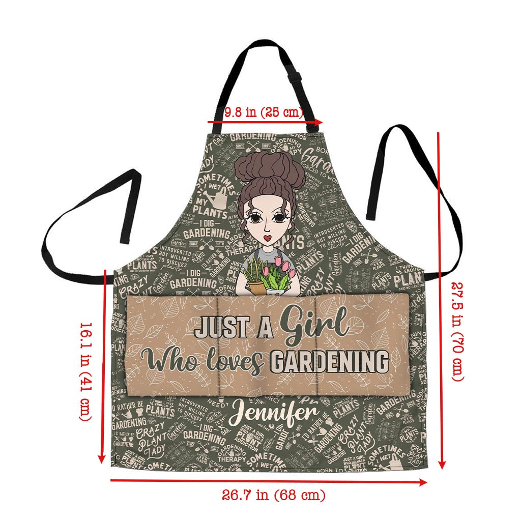 Tablier de jardinage personnalisé « Juste une fille qui aime jardiner »