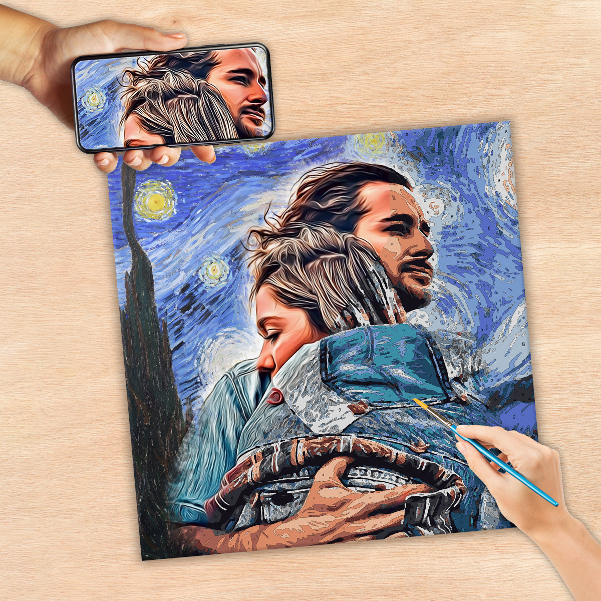 Nuit étoilée - Kit de peinture par numéros personnalisé pour couple