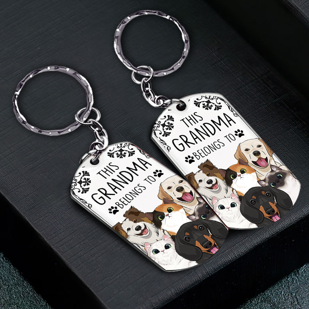 Ce porte-clés « Ce chien appartient à » - Cadeau pour amoureux des chats - Porte-clés personnalisé en acier inoxydable
