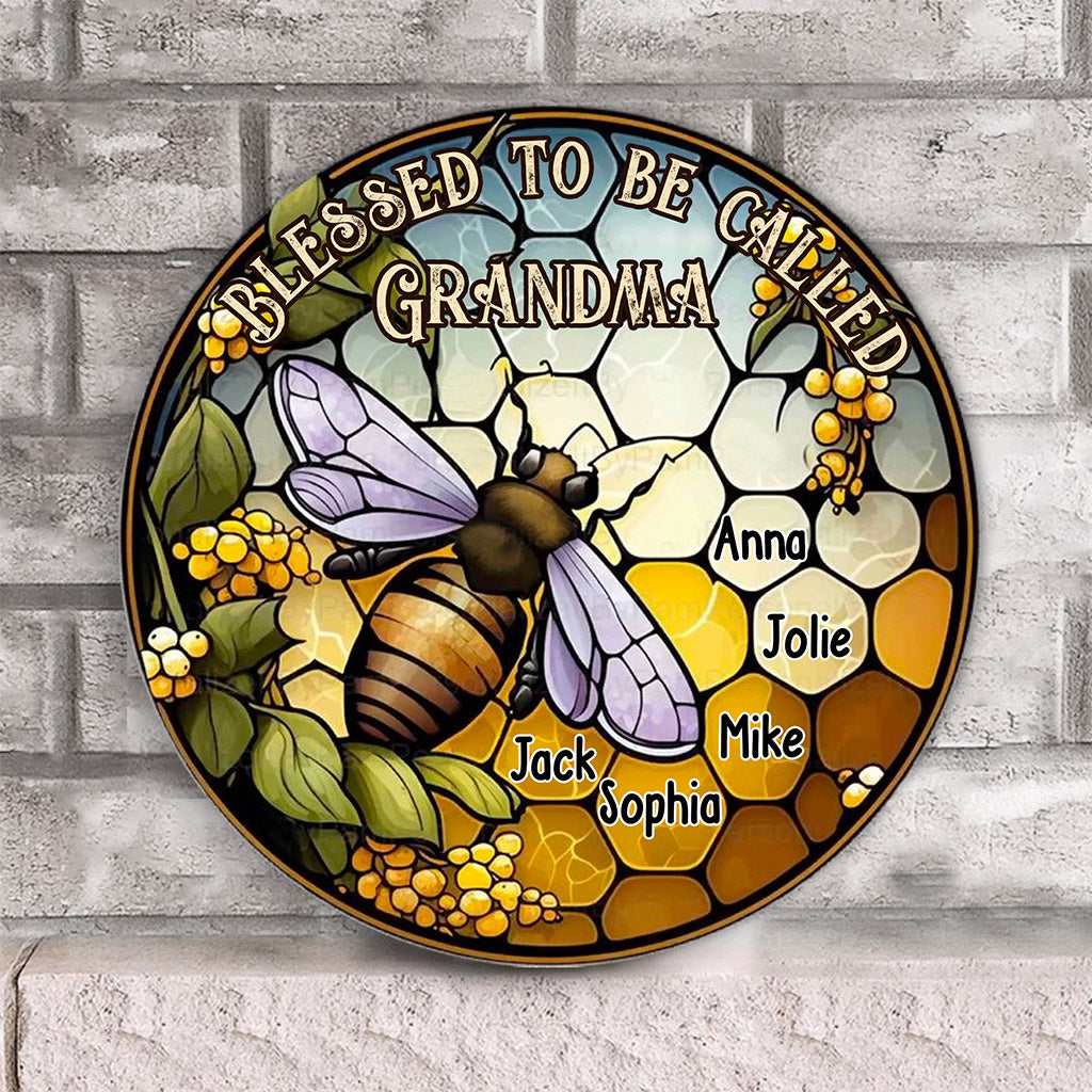 Heureuse d'être appelée Grand-mère/Nana/Mimi... - Panneau rond en bois personnalisé pour grand-mère