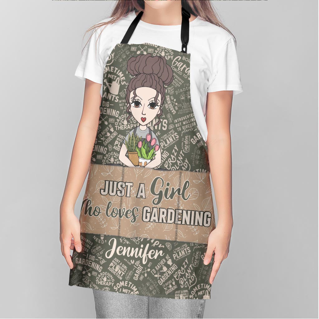 Tablier de jardinage personnalisé « Juste une fille qui aime jardiner »