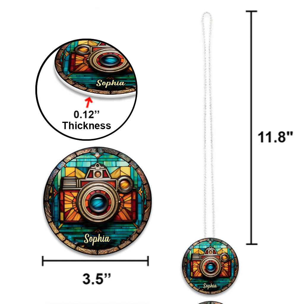 Une fille passionnée de photographie - Ornement de voiture personnalisé avec photo