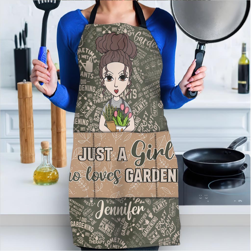 Tablier de jardinage personnalisé « Juste une fille qui aime jardiner »