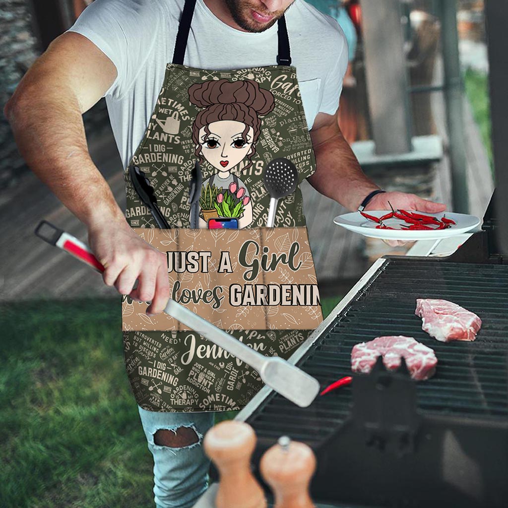 Tablier de jardinage personnalisé « Juste une fille qui aime jardiner »