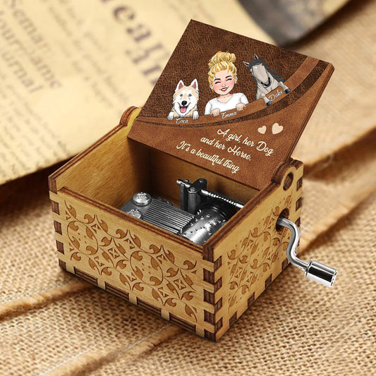 Quelle belle chose ! - Cadeau pour amoureux des chiens et des chats - Boîte à musique à manivelle personnalisée
