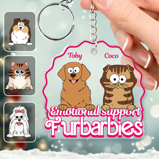 Soutien émotionnel - Cadeau pour les amoureux des chiens et des chats - Porte-clés transparent personnalisé