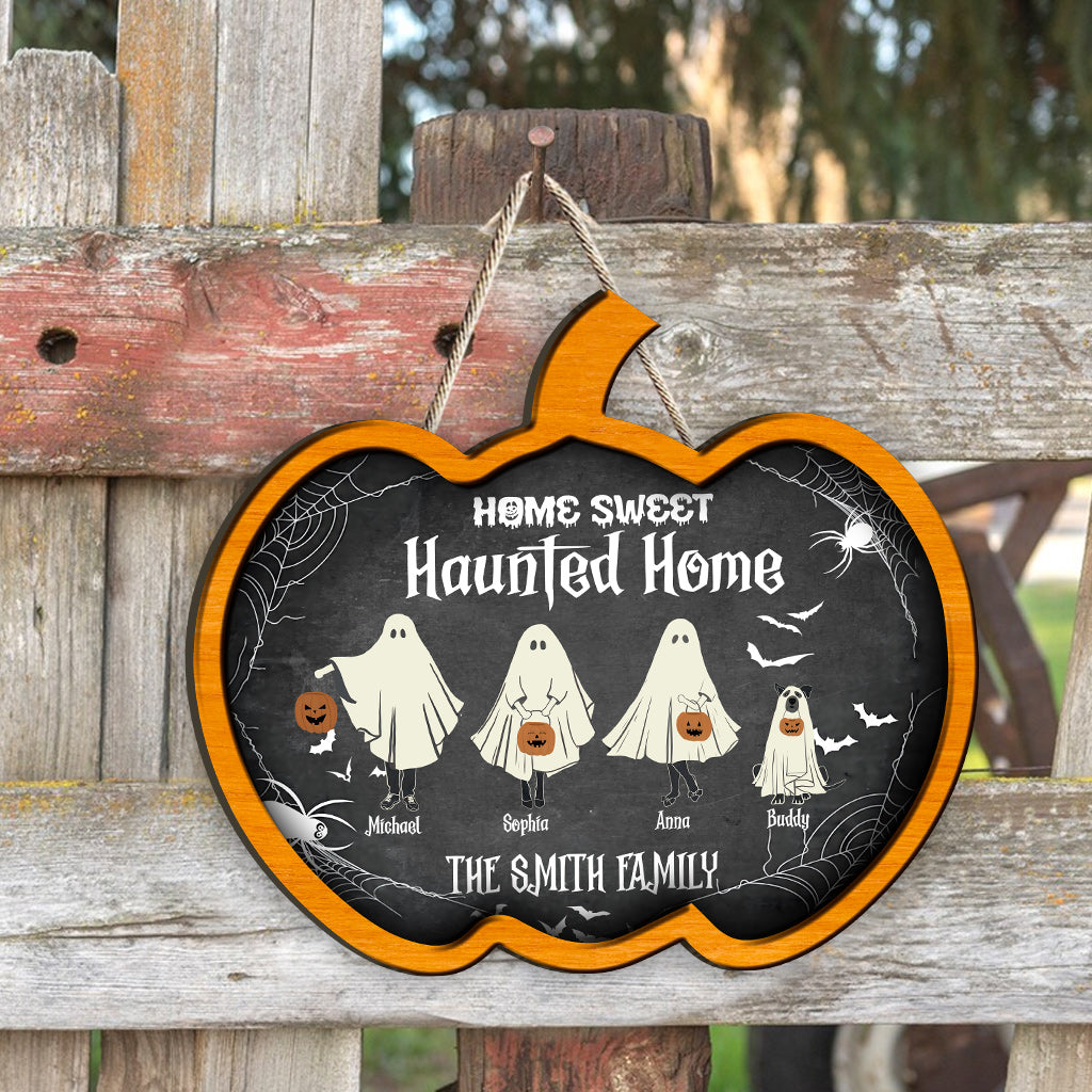 Home Sweet Haunted Home - Personalized Family Wood Sign