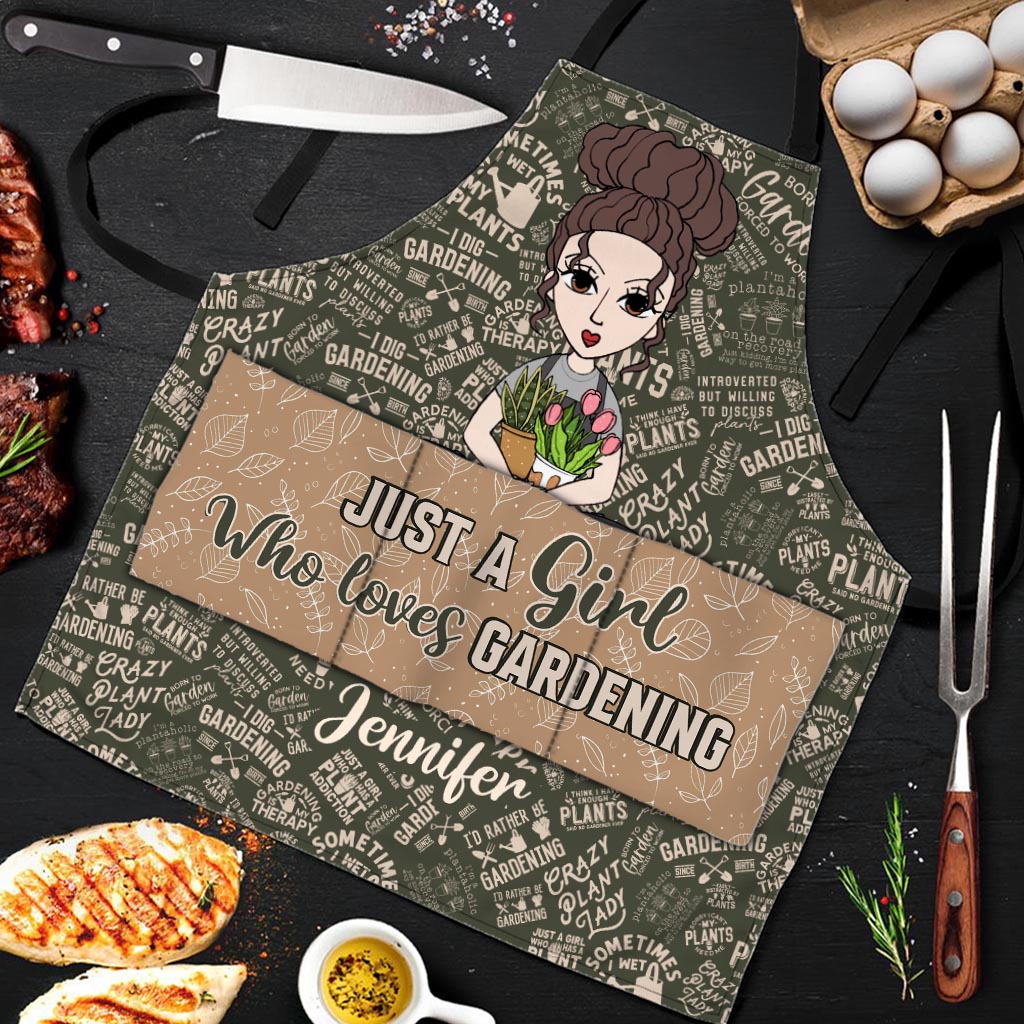 Tablier de jardinage personnalisé « Juste une fille qui aime jardiner »