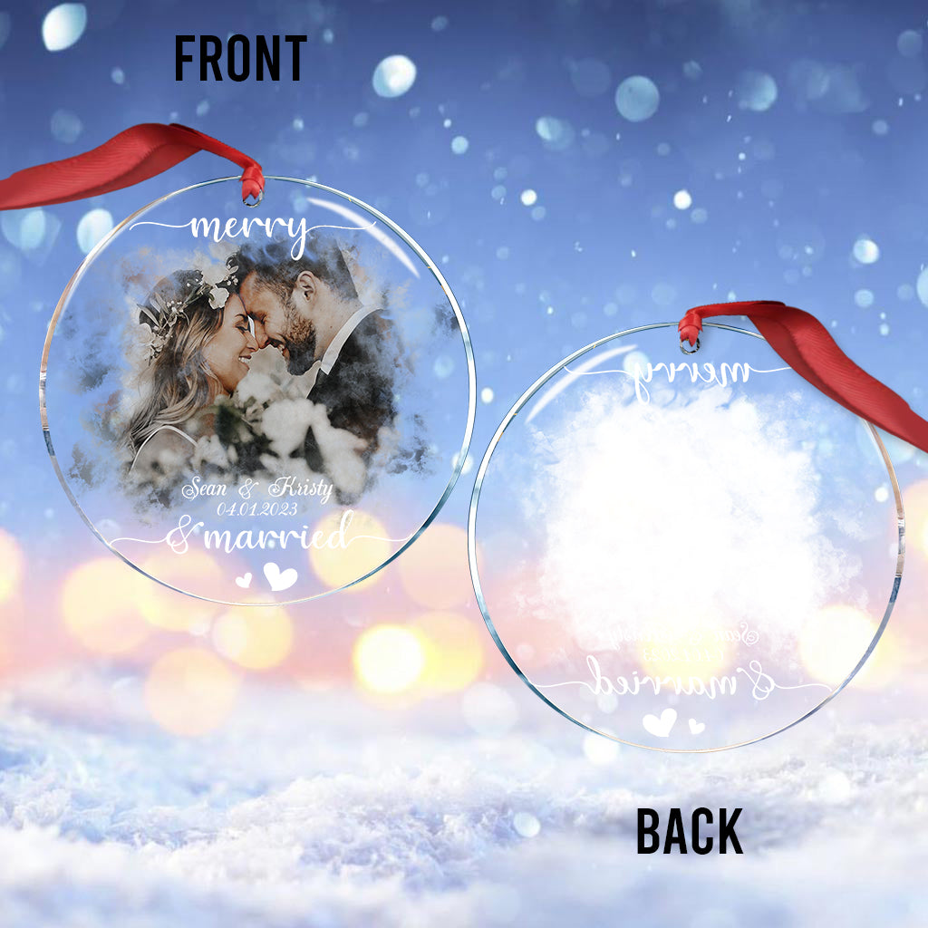 Joyeux et mariés - Ornement personnalisé pour mari et femme